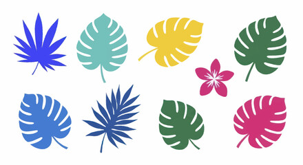 Vibrant Tropical Leaves and Exotic Flower Collection. © Faiz