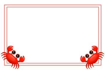 Crab Decorative Frame. Red Crab Border Template. Marine Crab Invitation Frame © Ivnkristia