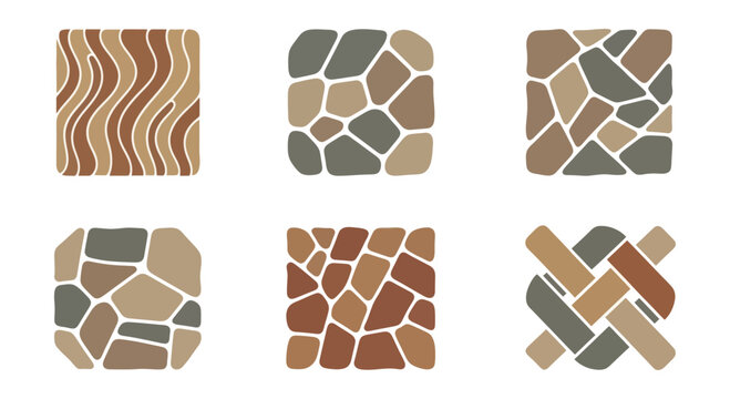 Six Square Paving Stone Patterns and Textures.