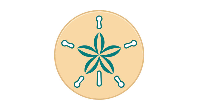 Sand dollar shell icon in minimalist flat vector style for coastal tourism marketing