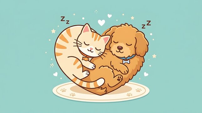Friendship day adorable cat and dog best friends forever illustration