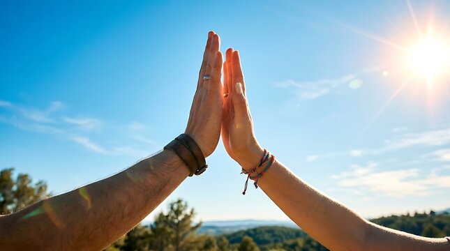 Friendship day celebration best friends high five friends forever concept