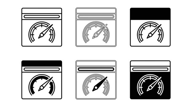 Isolated speedometer gauge icons with different percentage levels isolated on transparent background