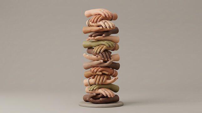 Friendship day concept stack of hands symbolizing best friends forever