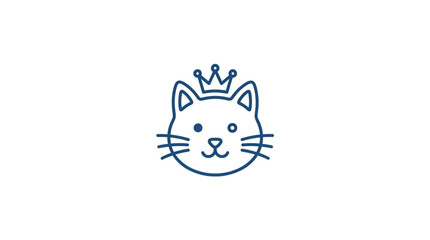 Cute cat face with crown illustration vector. © pebri