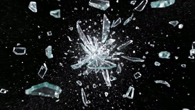 Dynamic Glass Shattering with Flying Fragments and Light Effects