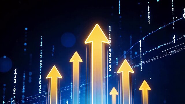 Digital growth chart with arrows