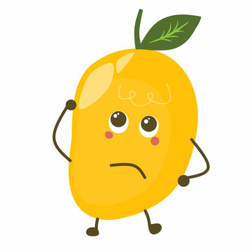 Cute thingking mangoo mascot food
