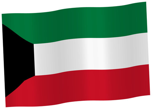 Kuwait flag in the wind icon vector illustration