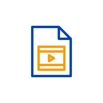 Video file icon in blue and orange Outline Dual Tone symbol for media document