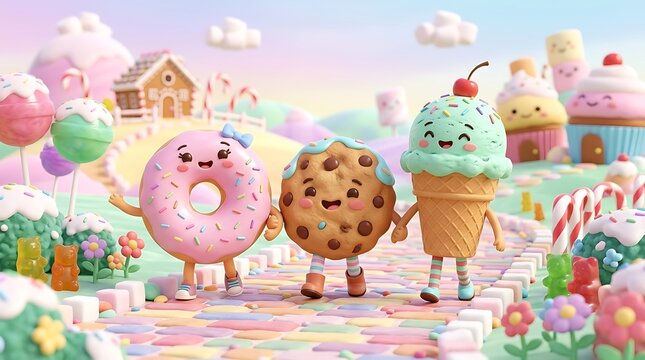 Friendship day donut cookie and ice cream best friends forever