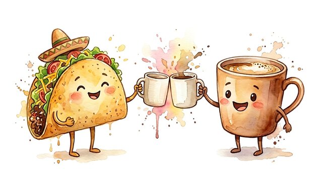 Friendship day taco and coffee celebrating best friends forever with a toast