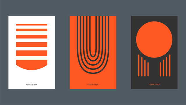 Modern Abstract Geometric Poster Set with Minimalist Vector Shapes