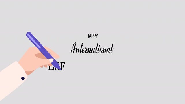 Animated International Left-Handers Day motion graphic celebrating left-handed people, diversity, creativity, and inclusion. Featuring left-hand symbols, writing, and everyday activities