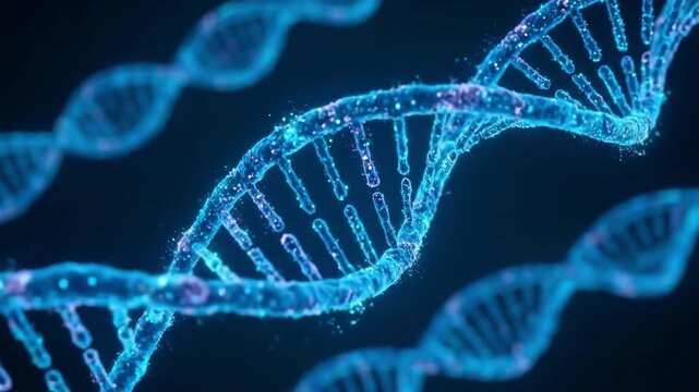 3D DNA double helix molecule structure. Suitable for science education, medical presentation, biology documentary, biotechnology research.