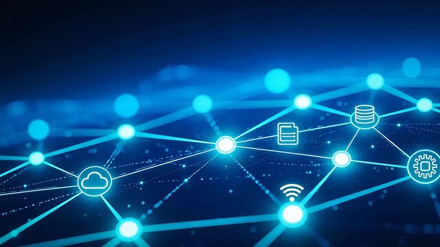 Digital network connections with icons