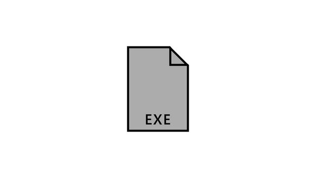 Animated EXE File Format Icon - Flat Purple Document Motion Graphic