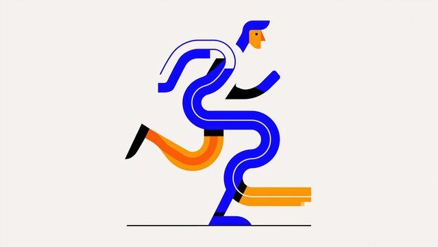 Abstract squiggly runner made of continuous lines.
