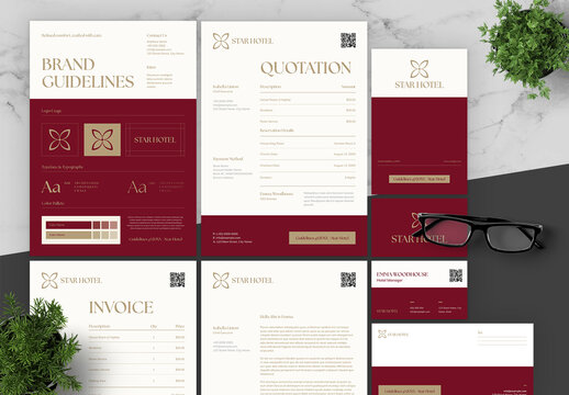 Red And Brown Five Stars Hotel Brand Guidelines