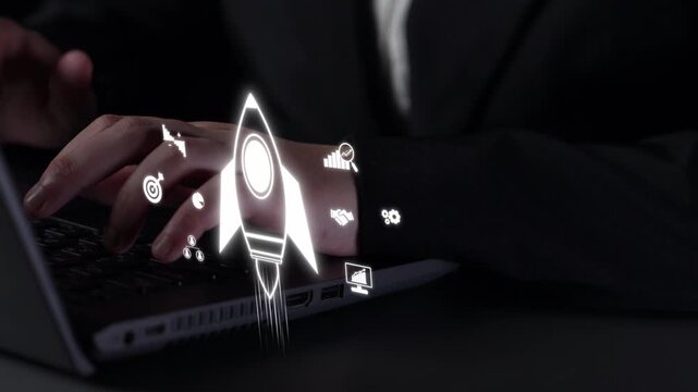 Startup launch and business growth concept, rocket symbolism, entrepreneurship, startup innovation, and early-stage success strategies for new business development and expansion. Muxer
