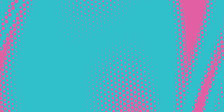 Bright blue with magenta comic book pop art background with halftone effect, dotted backdrop vector illustration