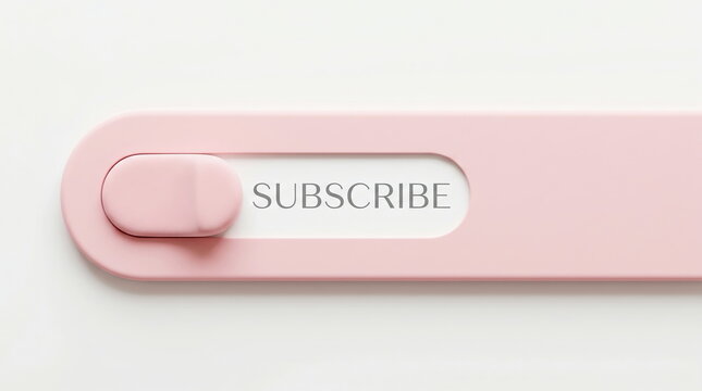 Subscription button, pink modern toggle switch, clean white background, digital content promotion and engagement.
