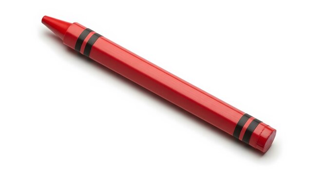 Single red jumbo crayon isolated on white background