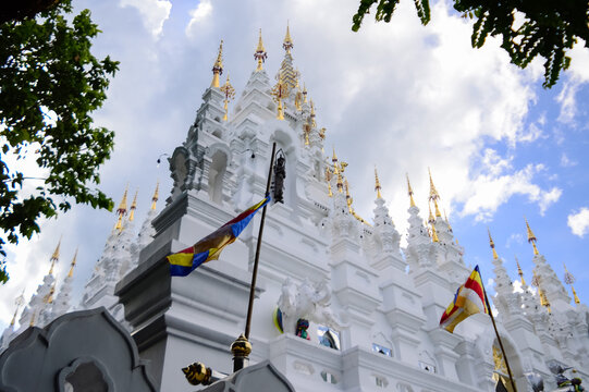Phra That Si Mueang Pong Metal Castle or The Metal Castle of Chiang Mai , White pagoda at Wat Aranyawat Chiang Mai province, northern Thailand.