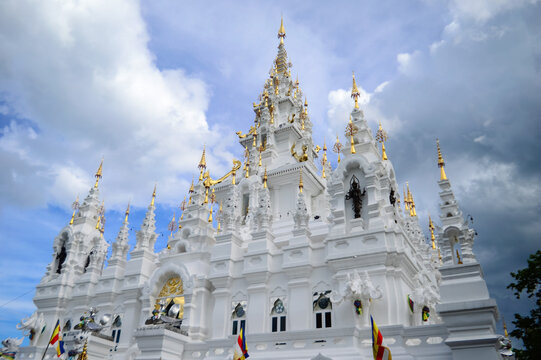 Phra That Si Mueang Pong Metal Castle or The Metal Castle of Chiang Mai , White pagoda at Wat Aranyawat Chiang Mai province, northern Thailand.