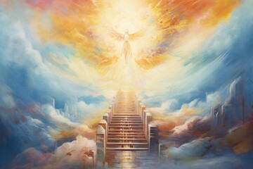 Fototapeta premium Heaven painting architecture staircase.