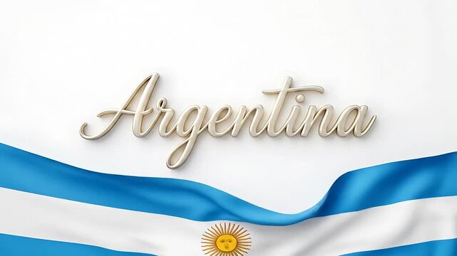 Animated collection featuring the Argentine flag with flowing fabric and elegant script design for cultural and patriotic visual