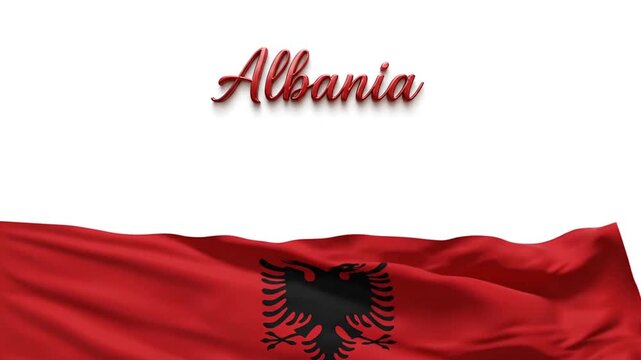 Animated Albanian flag waves proudly in a dynamic sequence highlighting national pride