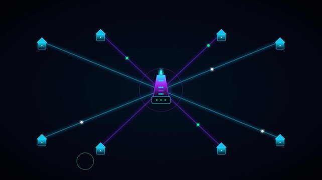 Cyber Security Lock Animation with Digital Network Connections