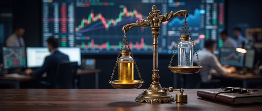 Financial Balance and Investment Risk Management Concept with Market Volatility