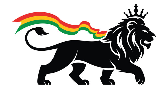 Lion of Haile Selassie Vector Icon with Crowned Lion Symbol for Historical, Cultural, and Heritage Inspired Graphic Design
