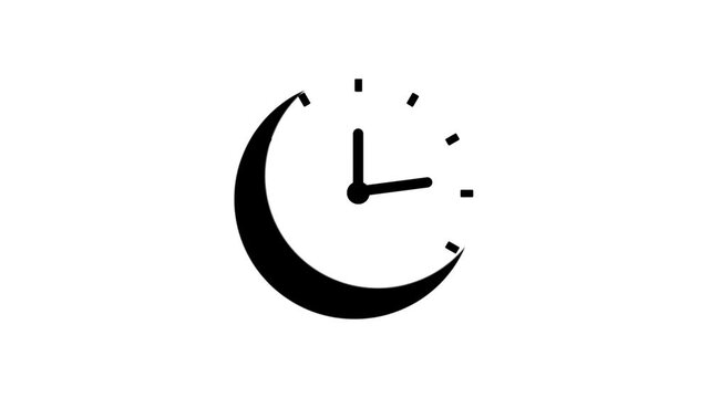 Sleeping time icon with moon and clock symbol. Concept of night rest, bedtime routine, and peaceful sleep moment.