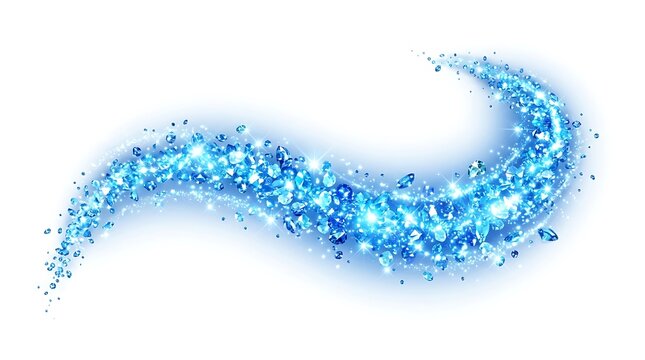 Glittering blue sparkles wave design element.