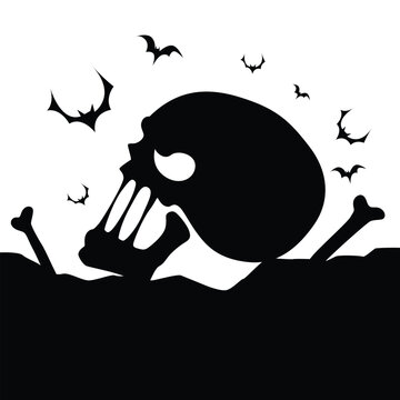 Skull Silhouette Halloween Vector