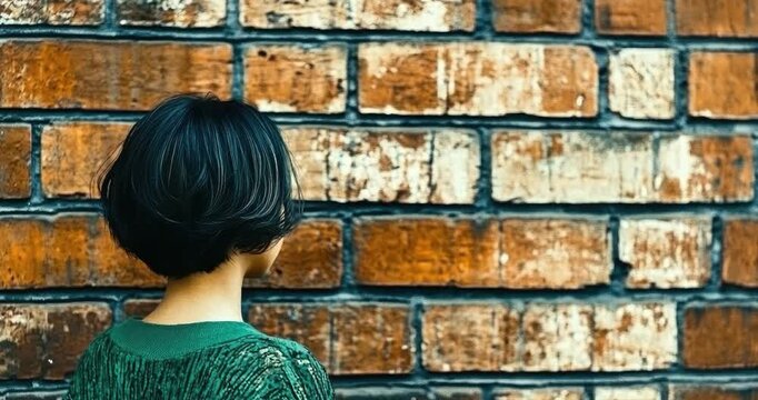 Person view brick wall texture surface detail