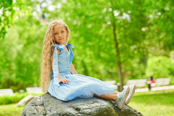 Obraz premium Blue Dress Girl
