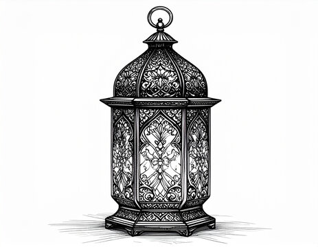 Intricate antique lantern with ornate patterns detailed illustration