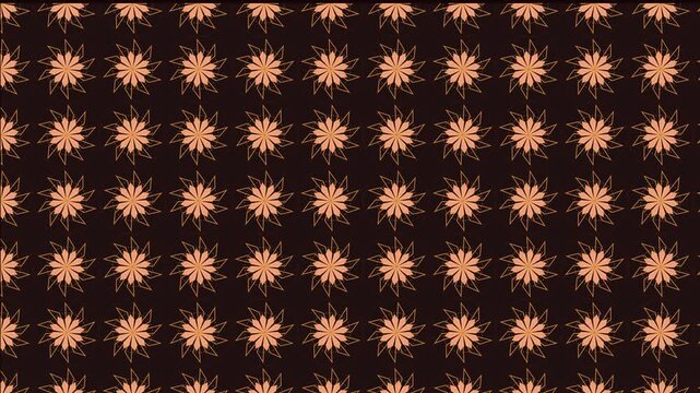 Islamic Geometric Pattern 4K Seamless Loop - 10-Pointed Decagram Rosette Mandala in Ruby Crimson and Sunset Copper. Elegant Arabesque Background for Ramadan and Eid.
