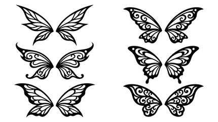 Fototapeta premium Set of Decorative Ornate Butterfly and Fairy Wing Vector Illustrations