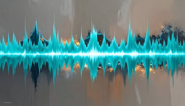 Abstract audio soundwave frequency signal chart visualization pattern mint green technology background layout