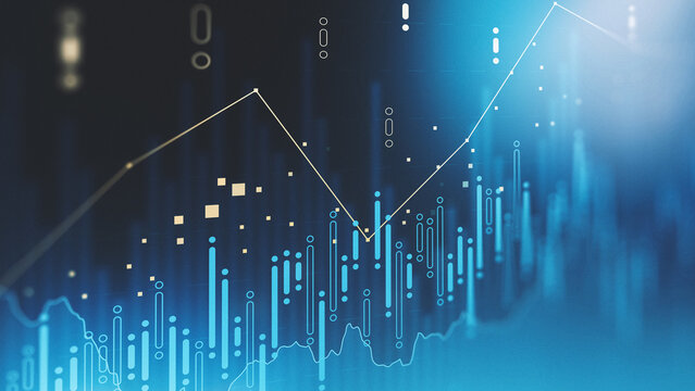 Stock exchange trading chart showing market trends and changes in values over time