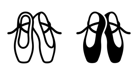 Ballet Shoes Icons, Pointe Shoes Vector Art, Dance Footwear Graphics, Performance Symbol Set © Dolon