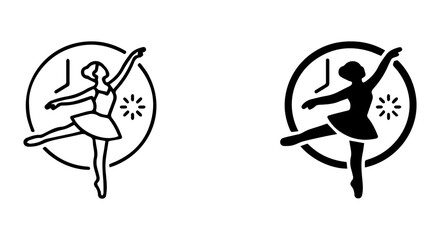 Ballet Dancer Icons, Elegant Silhouette, Performance Art, Dance Studio Graphics, Vector Set © Dolon