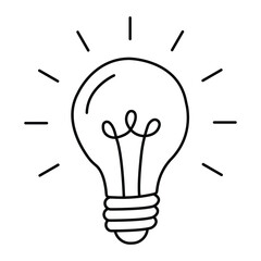 Idea light bulb creativity concept vector icon illustration set in minimal clean outline line art. © Piyali