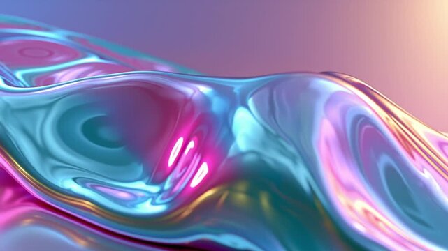 Abstract iridescent liquid metal wave flowing background holographic flow fluid gradient glossy