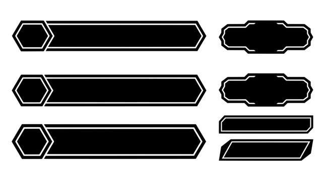 Black and white stream UI elements inspired by truncated octahedrons. Includes lower thirds with hexagon profile placeholders and angled title bars